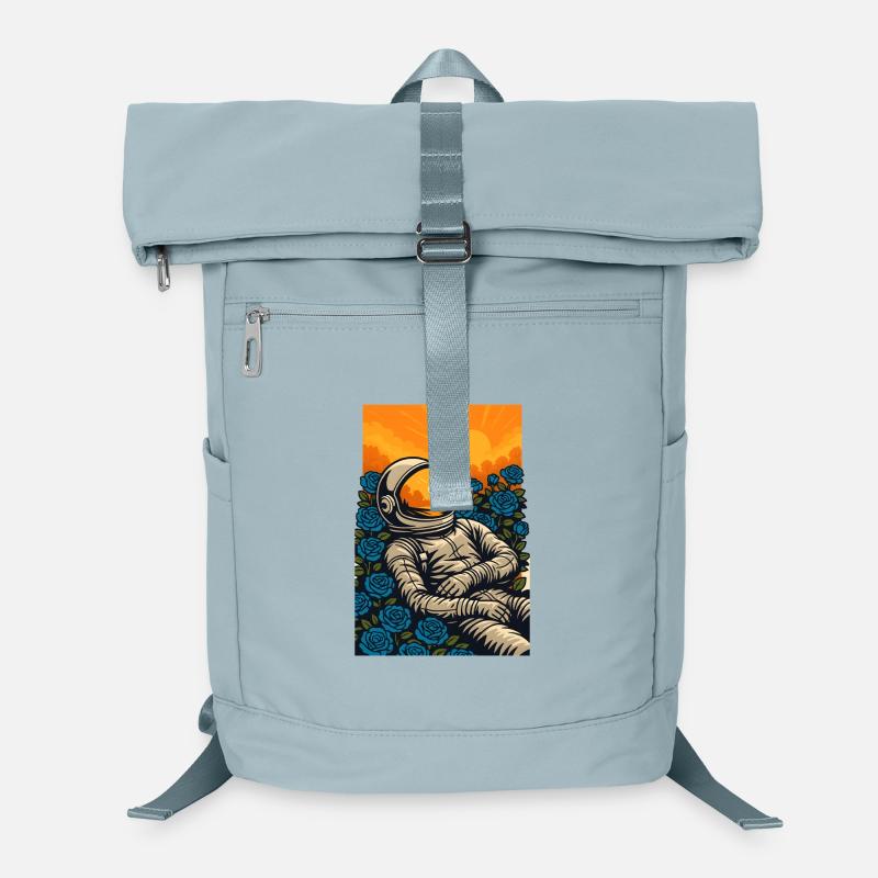Astronaute au coucher du soleil dans une roseraie bleue Sac à dos ordinateur