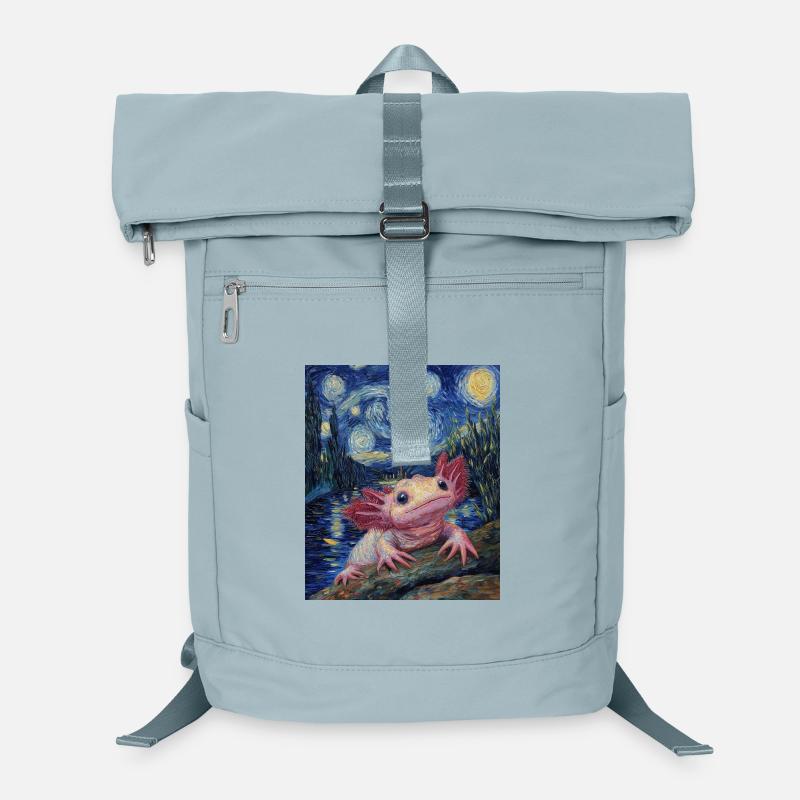 Axolotl Van Gogh Style Nuit étoilée Sac à dos ordinateur