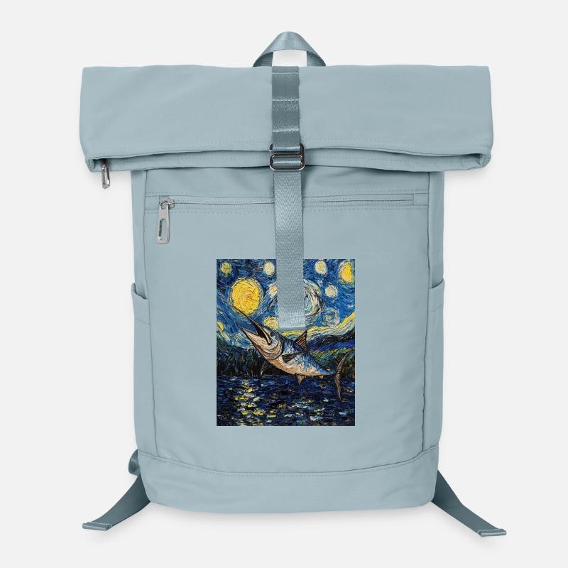 Blue Marlin Fish Van Gogh Style Starry Laptop Backpack