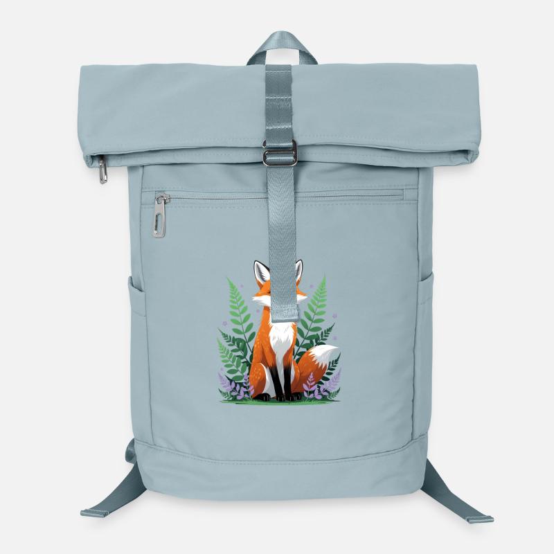 Wald-Fuchs mit Blumen und Blättern Laptop-Rucksack 