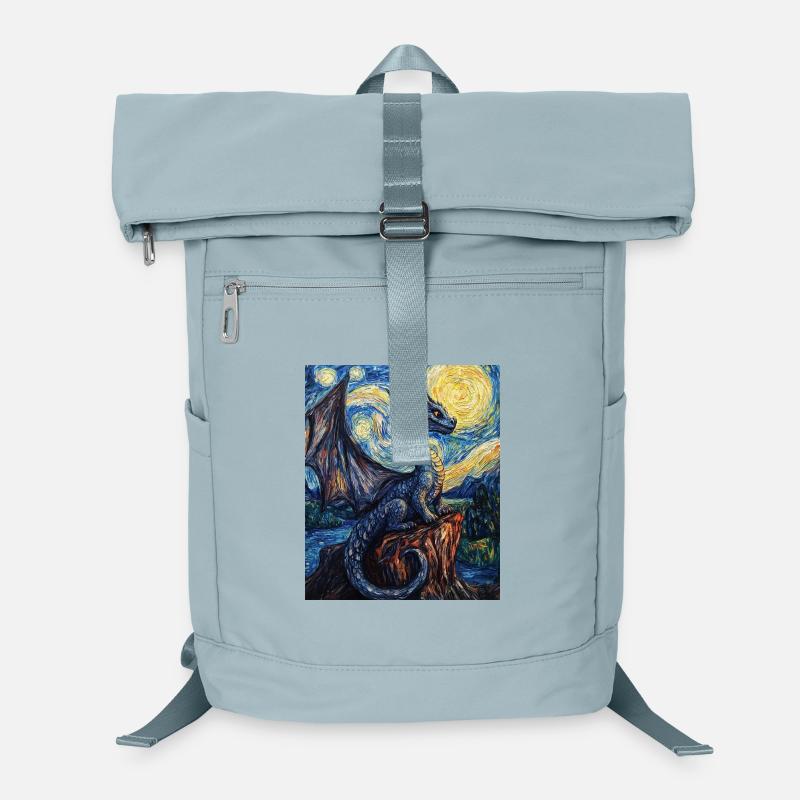 Drache Drachen Dragon Style Van Gogh Nuit étoilée Sac à dos ordinateur