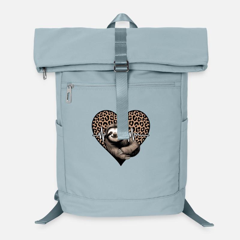 Lässiges Faultier Herz Leopard Muster Laptop-Rucksack 