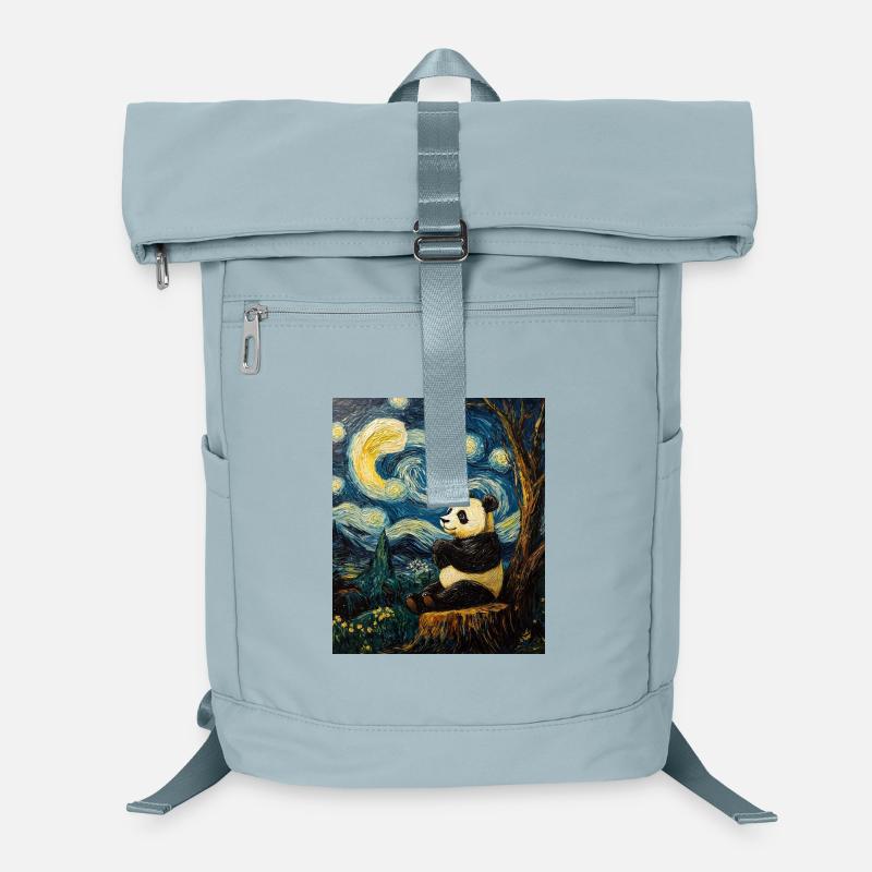 Panda Ours Style Van Gogh Nuit étoilée Sac à dos ordinateur
