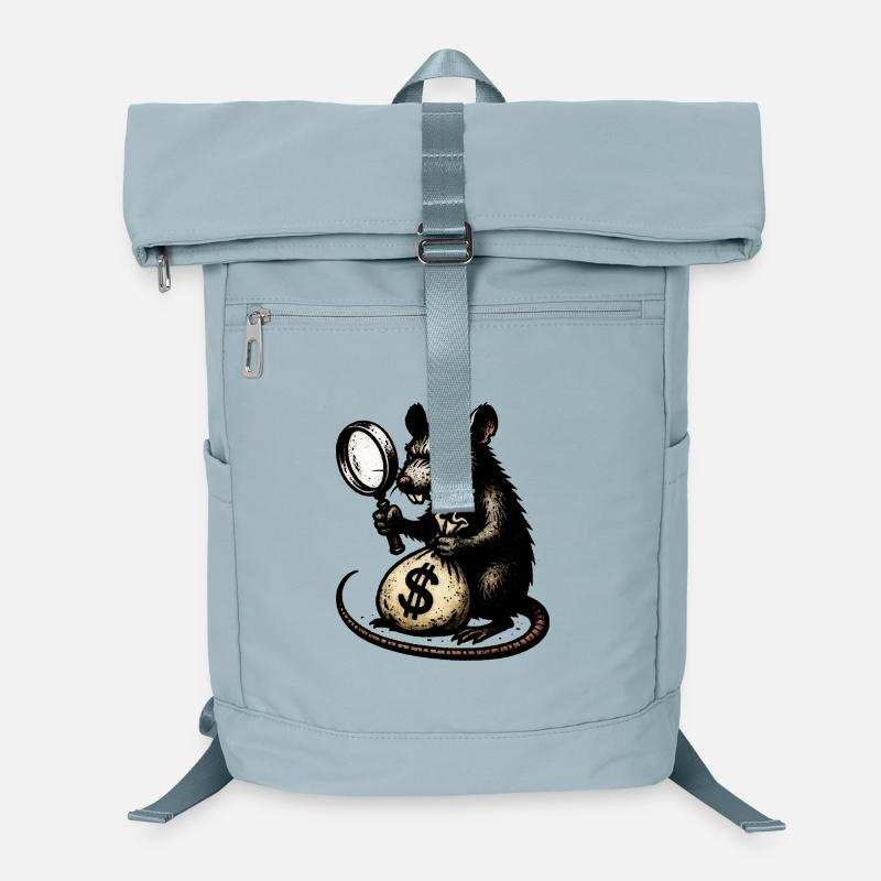 Ratte mit Lupe und Geldsack Laptop-Rucksack 