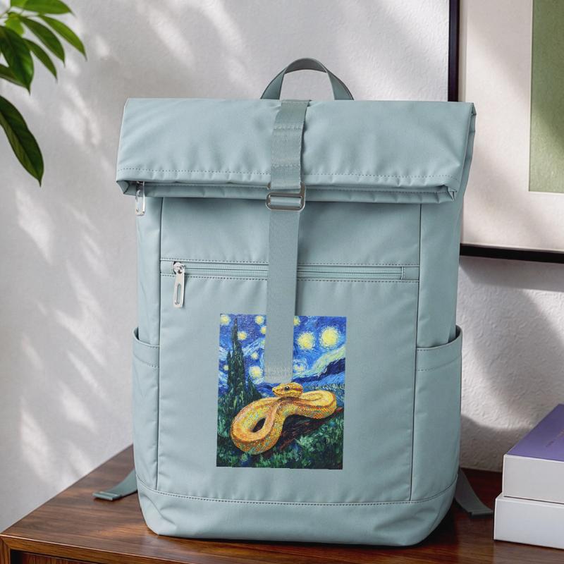 Snake Python Van Gogh Style Starry Night Laptop Backpack