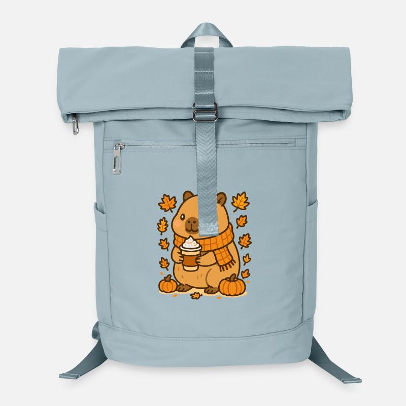 Capybara mit Pumpkin Latte – Cozy Herbstvibes Laptop-Rucksack 