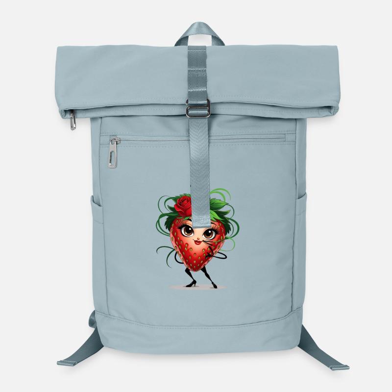 Tanzende Erdbeere mit Rose Laptop-Rucksack 