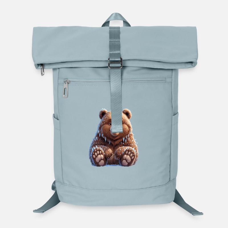 Brown cuddly bear with snow and icicles Laptop Backpack