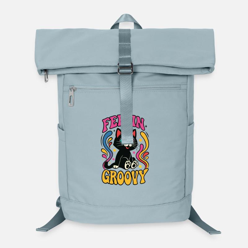 Feelin Groovy drôle noir Chat Katze Dessin animé Sac à dos ordinateur
