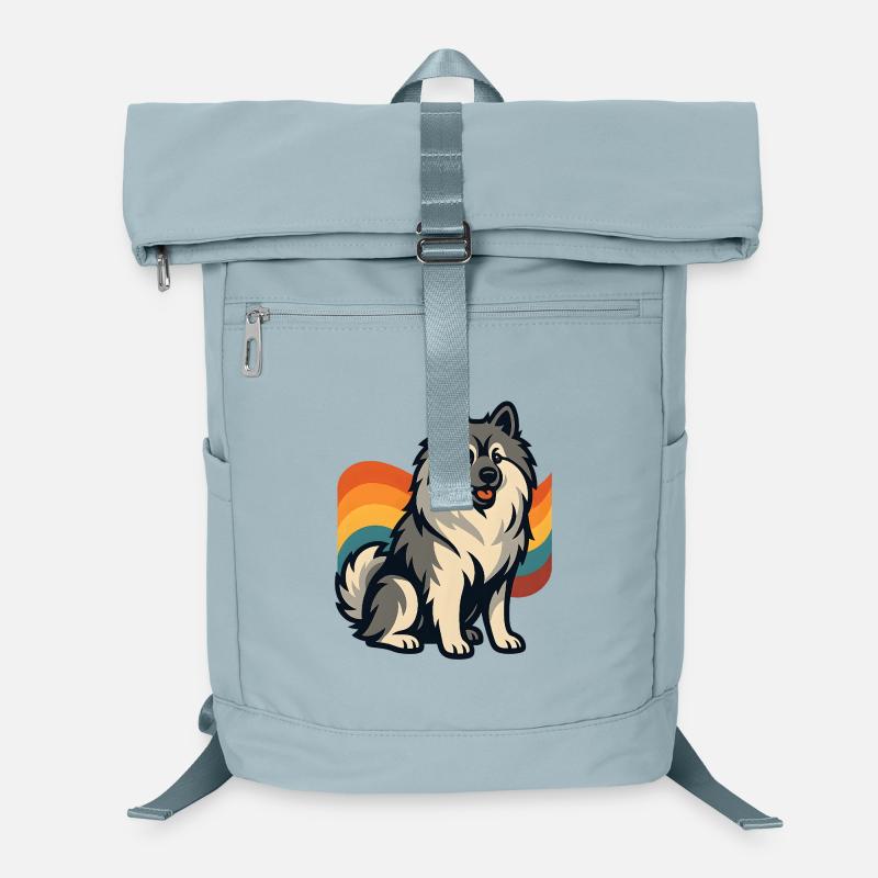 Deutscher Spitz Hund im Regenbogen Hintergrund Laptop-Rucksack 