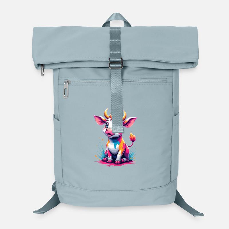 Farbenfrohe Kuh mit Farbspritzern Laptop-Rucksack 
