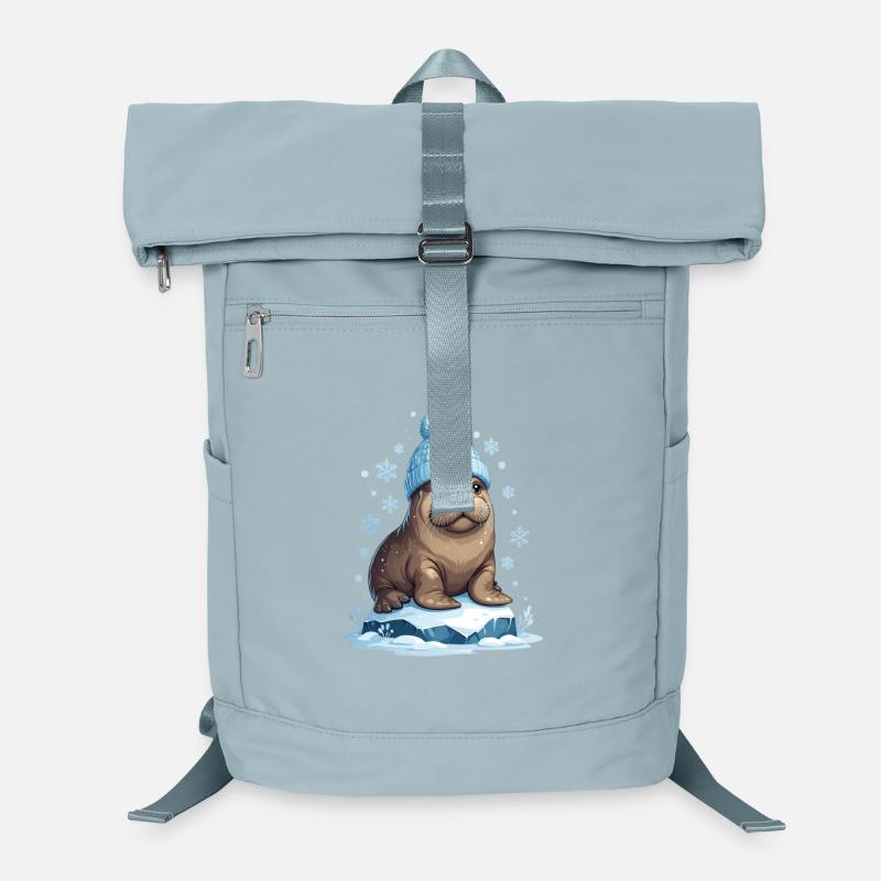Winter sea lion with blue cap Laptop Backpack