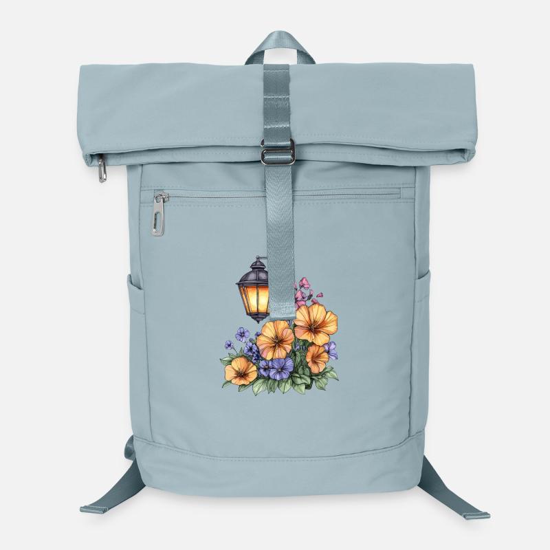 Lampe de jardin dans une mer de fleurs Sac à dos ordinateur