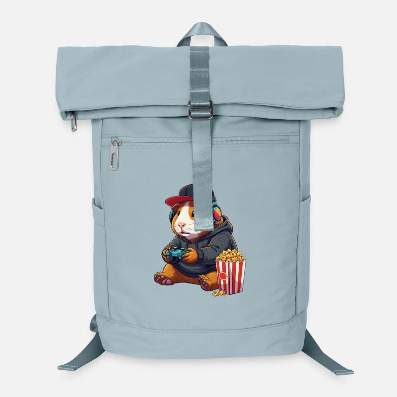 Joueur cochon d’Inde avec du pop-corn Sac à dos ordinateur