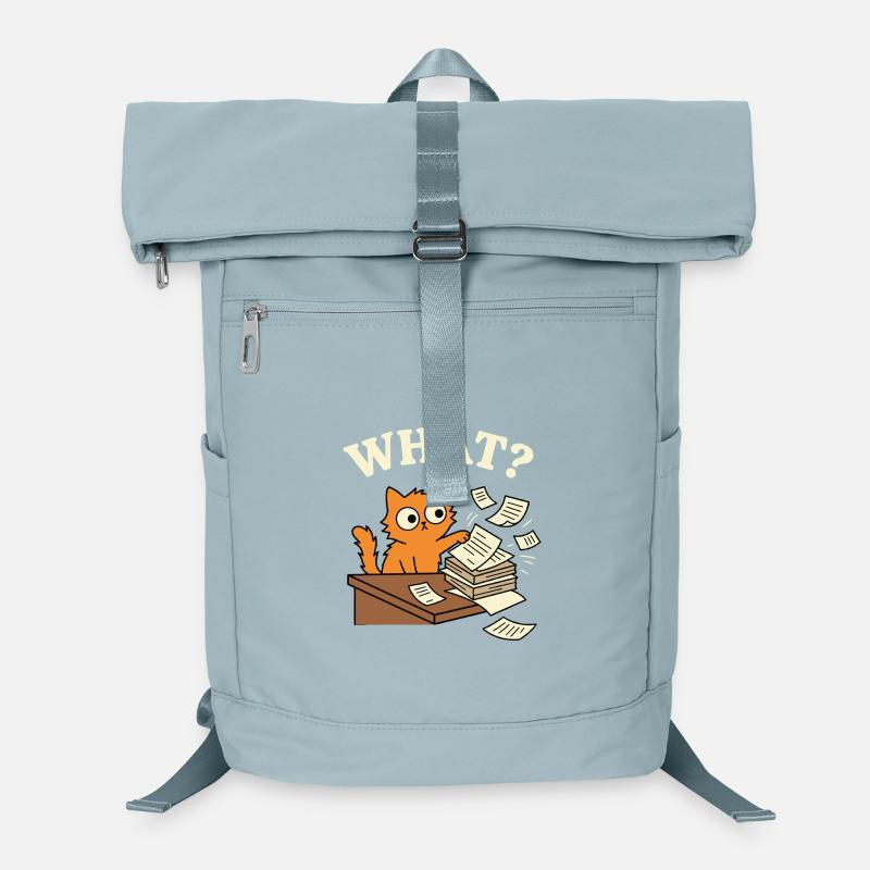 Quoi? Chat de bureau drôle dans le chaos du papier Sac à dos ordinateur
