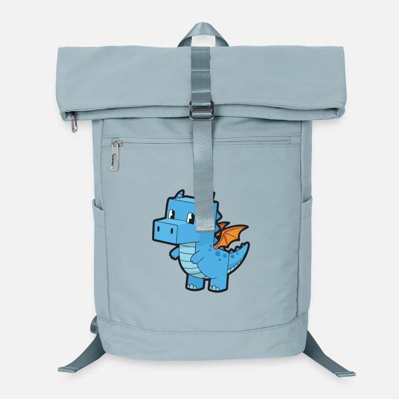 Cute cartoon blue dragon - dinosaur Laptop Backpack