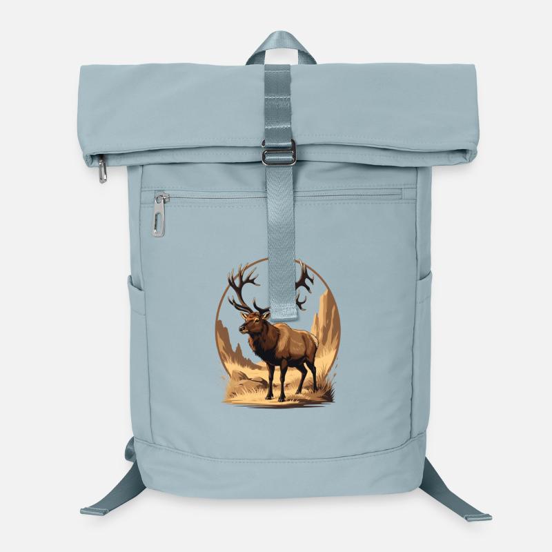 Illustration de cerf dans un paysage rocheux et sauvage Sac à dos ordinateur