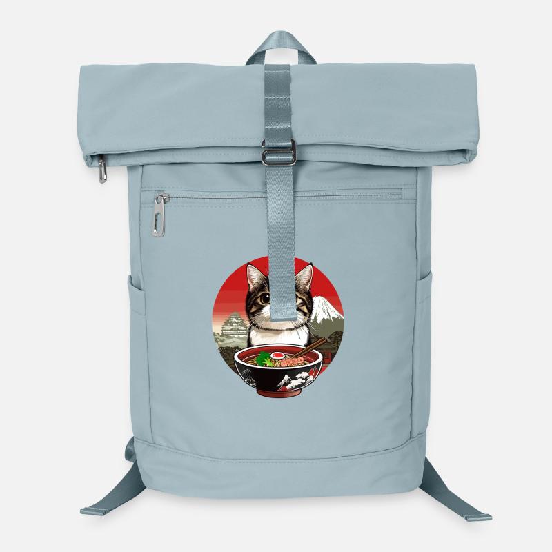 Chat avec des ramen devant le décor du Japon Sac à dos ordinateur