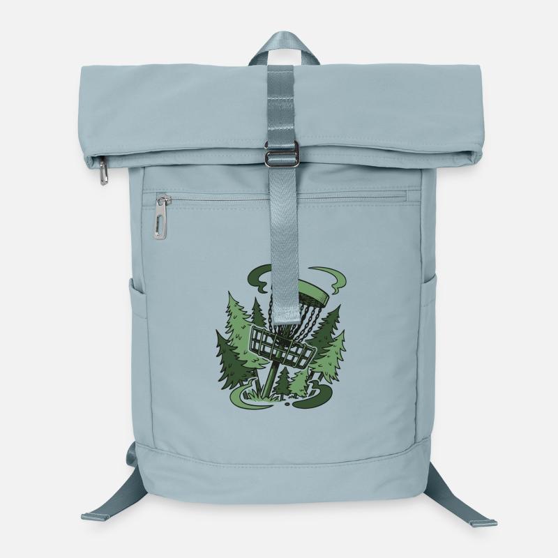 Disc Golf Basket In Forest Funny Disc Golf Scene Laptop Backpack