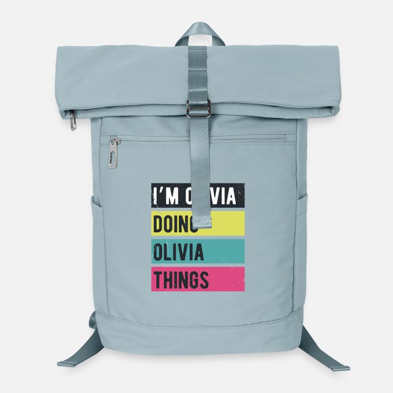 Ich bin Olivia und mache Olivia Dinge Retrofarben Laptop-Rucksack 