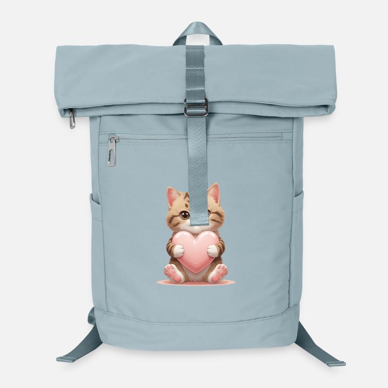 Petit chaton câlin avec du cœur Sac à dos ordinateur