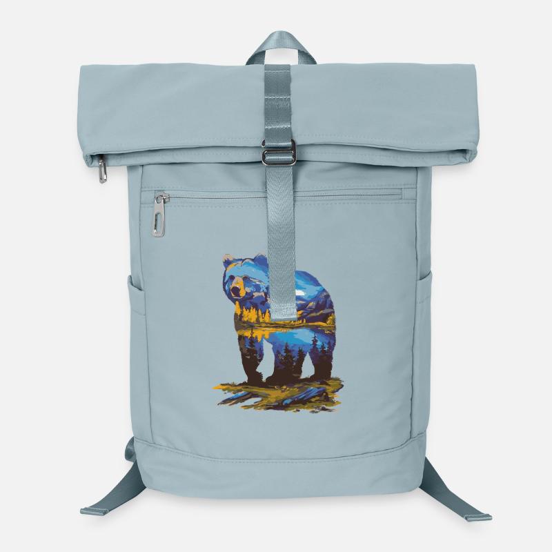 Wander Bear Mountains Lake Retro Nature Design Laptop Backpack