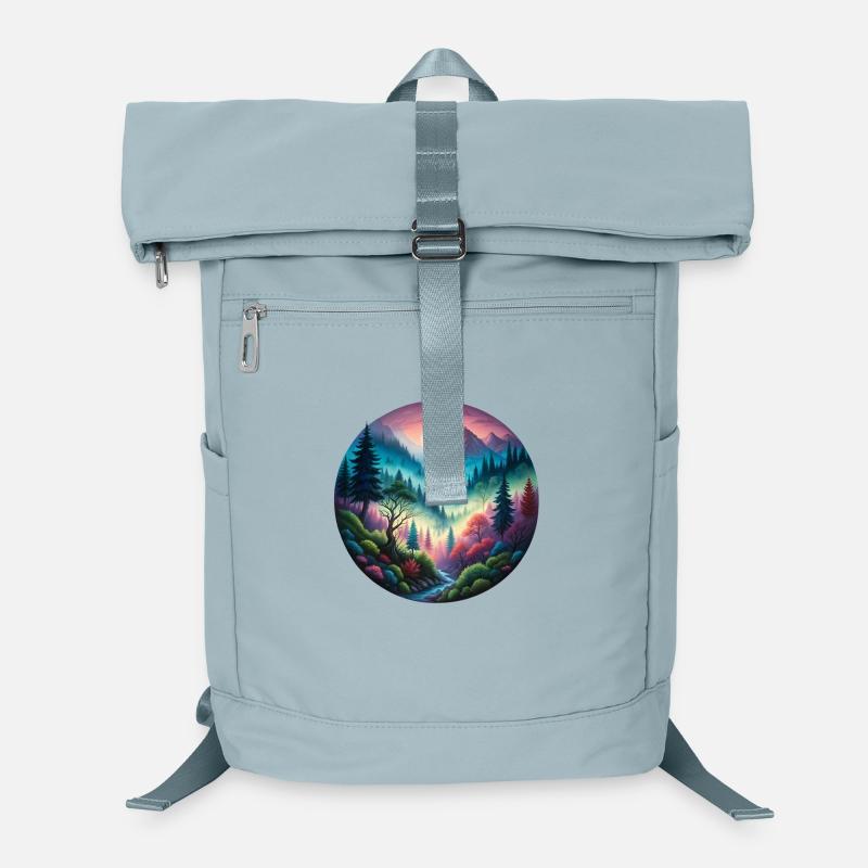 Colored forest landscape painted in evening light nature Laptop Backpack