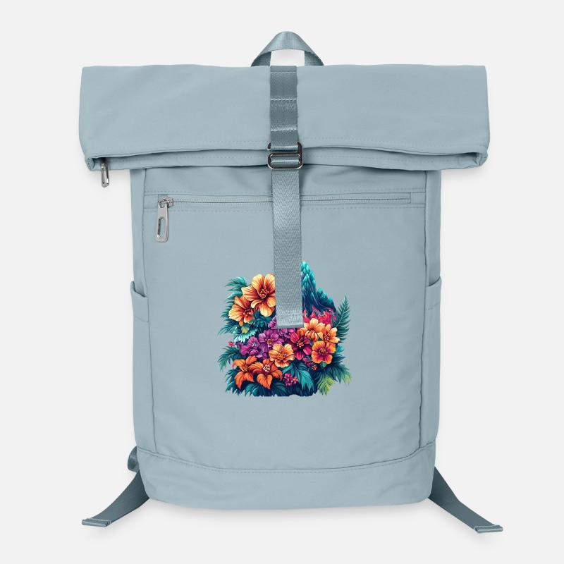 Tropical Blossoms and Mountain Landscape Laptop Backpack