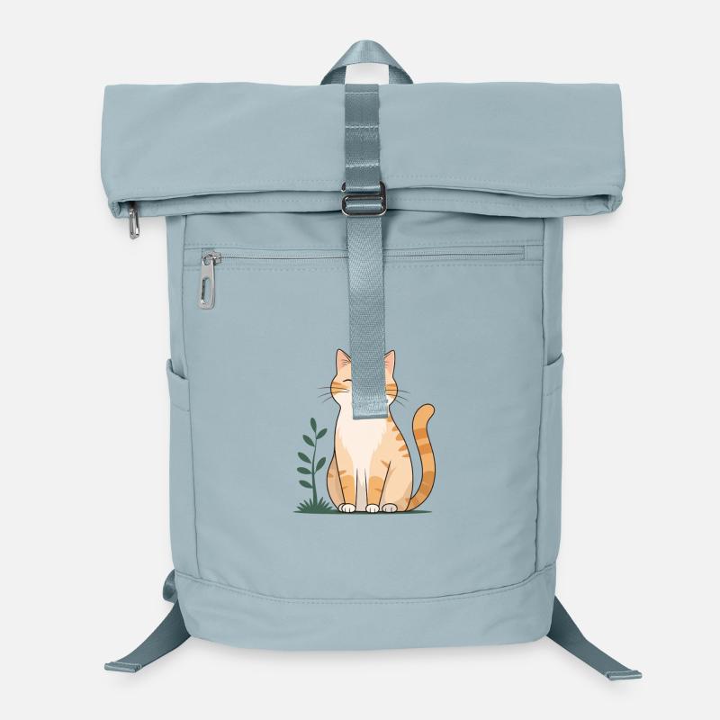 Cheerful Orange Cat in Green Laptop Backpack