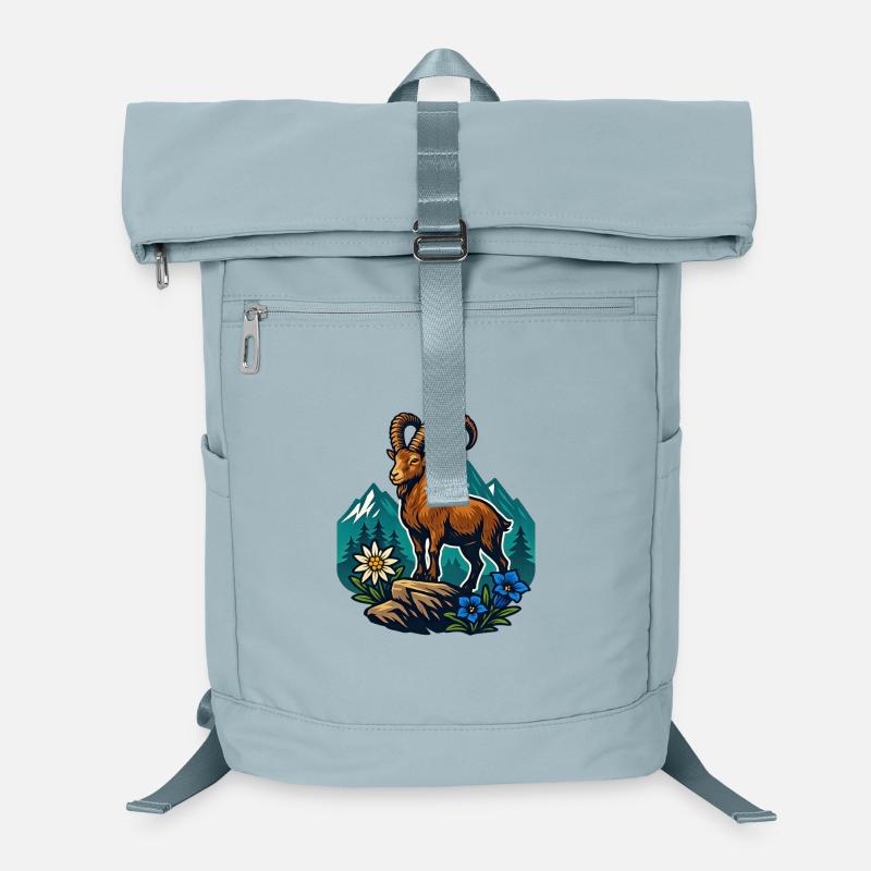 Steinbock auf Bergwiese Laptop-Rucksack 
