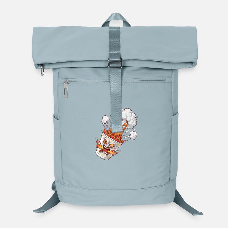 Tasse de Ramen au feu avec visage Sac à dos ordinateur