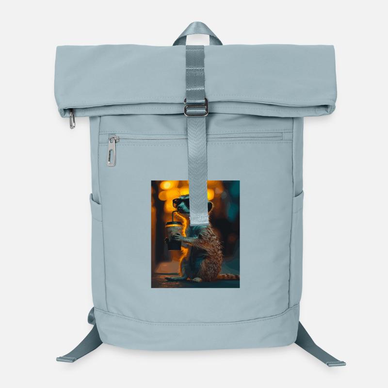 Meerkat with coffee in neon light Laptop Backpack