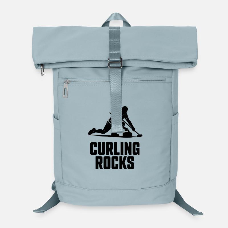 Curling Rocks Wintersport Silhouette Man Laptop-Rucksack 