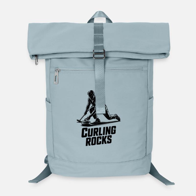 Curling Rocks Wintersport Silhouette Man Laptop-Rucksack 