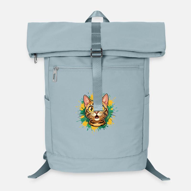 Katzenkopf Farbexplosion Illustration Laptop-Rucksack 