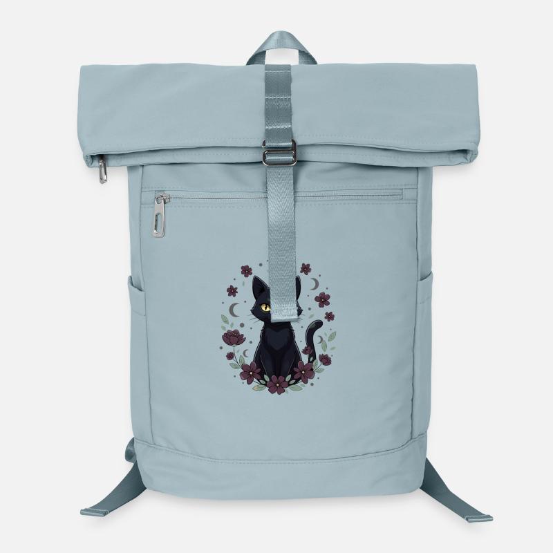 Cercle de Fleurs du Chat de la Nuit de Lune Sac à dos ordinateur