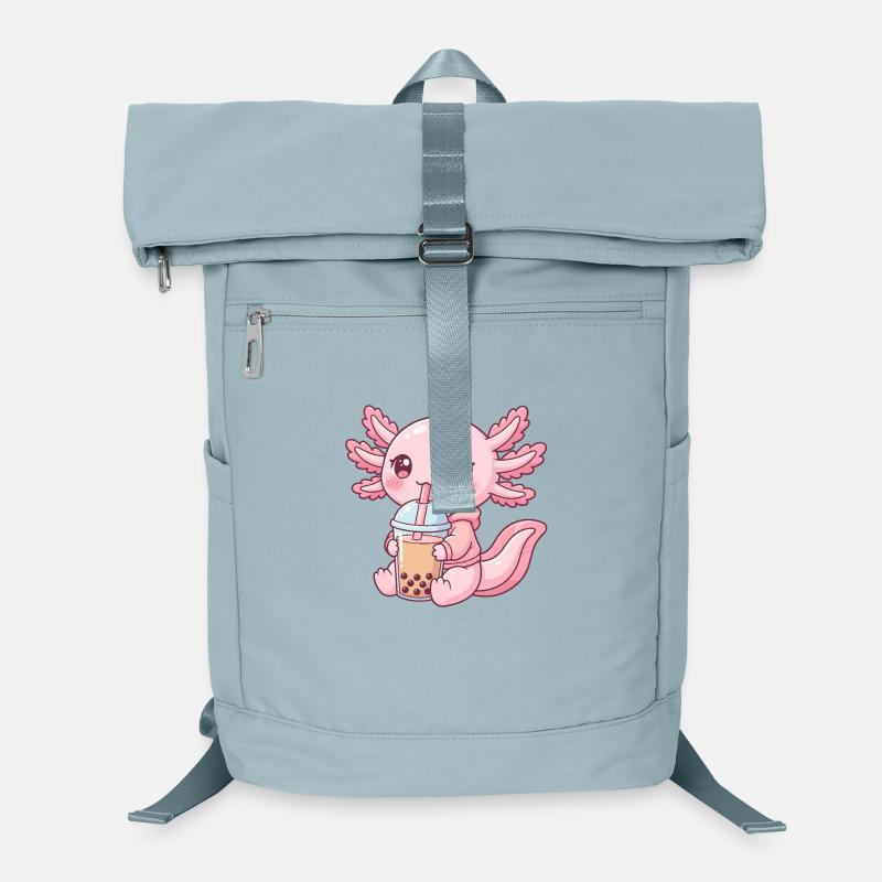 Axolotl rose Kawaii Bubble Tea Sac à dos ordinateur