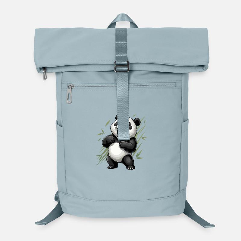 Lachender Panda im Bambus-Panorama Laptop-Rucksack 