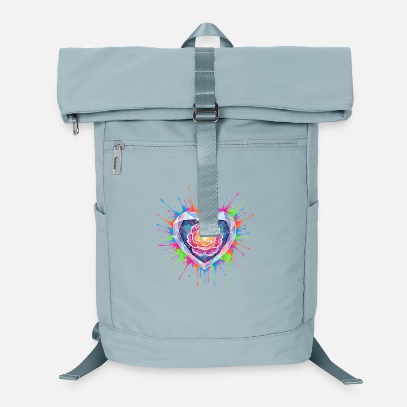 Geometrisches Herz mit Blütenfokus Laptop-Rucksack 