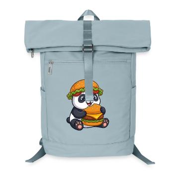 Cute Panda with Burger Cartoon - Laptop Backpack - ice blue - Front