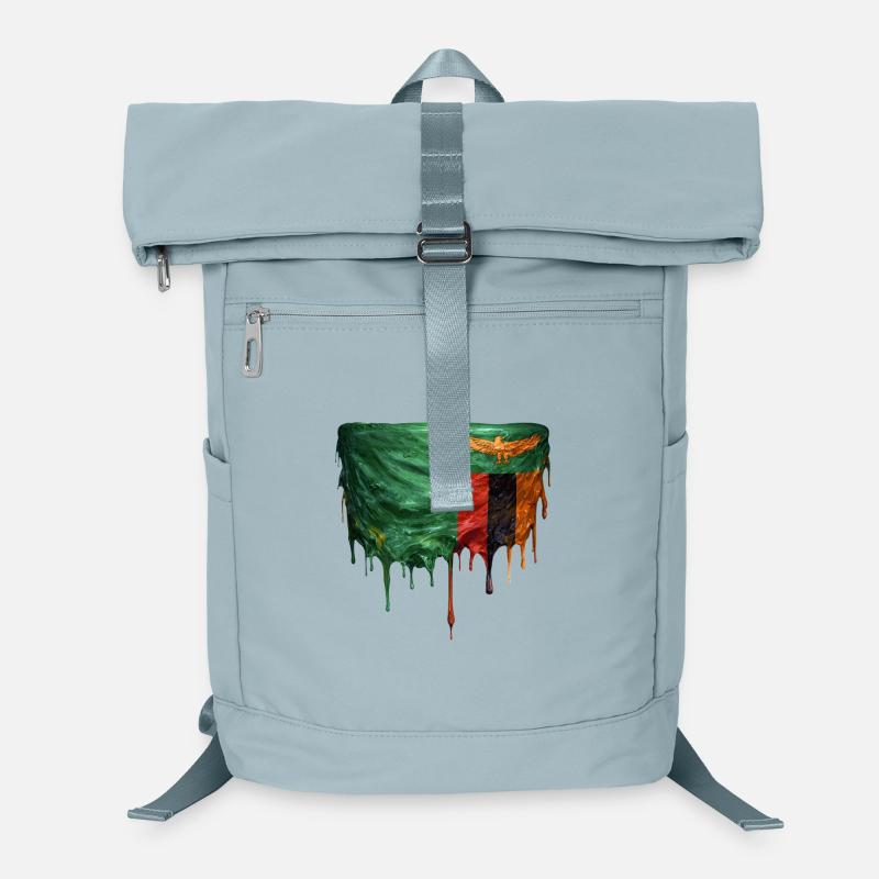 Zambian flag with dripping paint Laptop Backpack