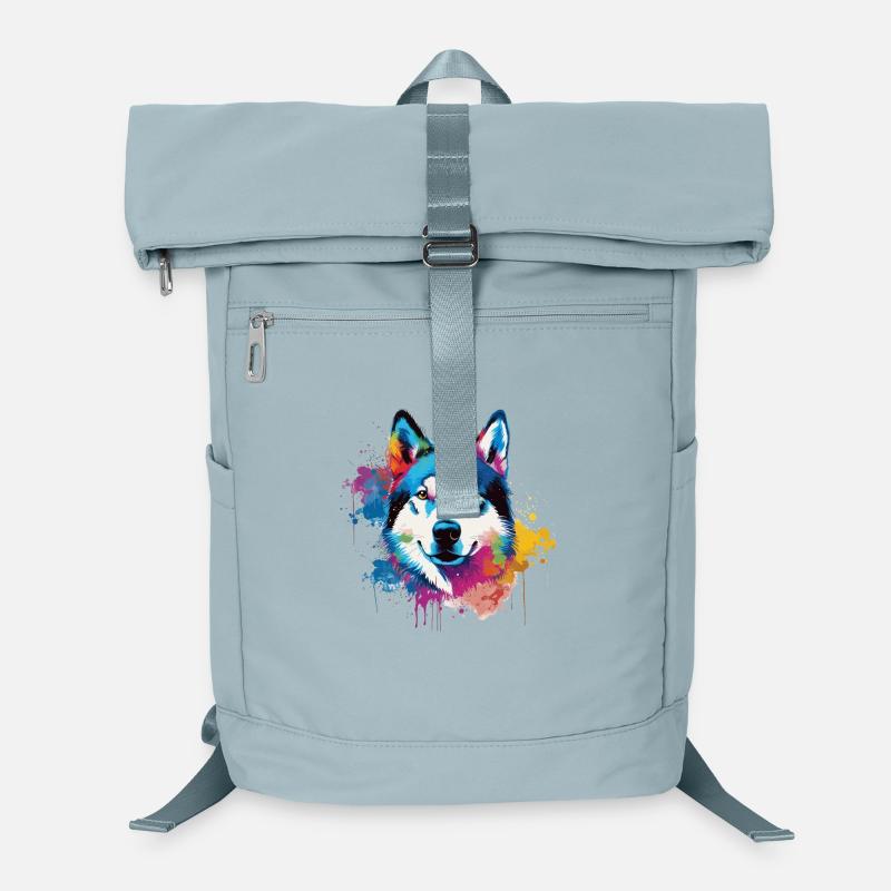 Bunter Husky Splash Art Hund Laptop-Rucksack 