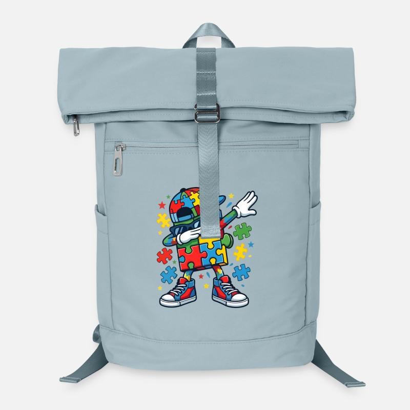 Dabbing Puzzle Piece Mascot Autism Awareness Laptop Backpack