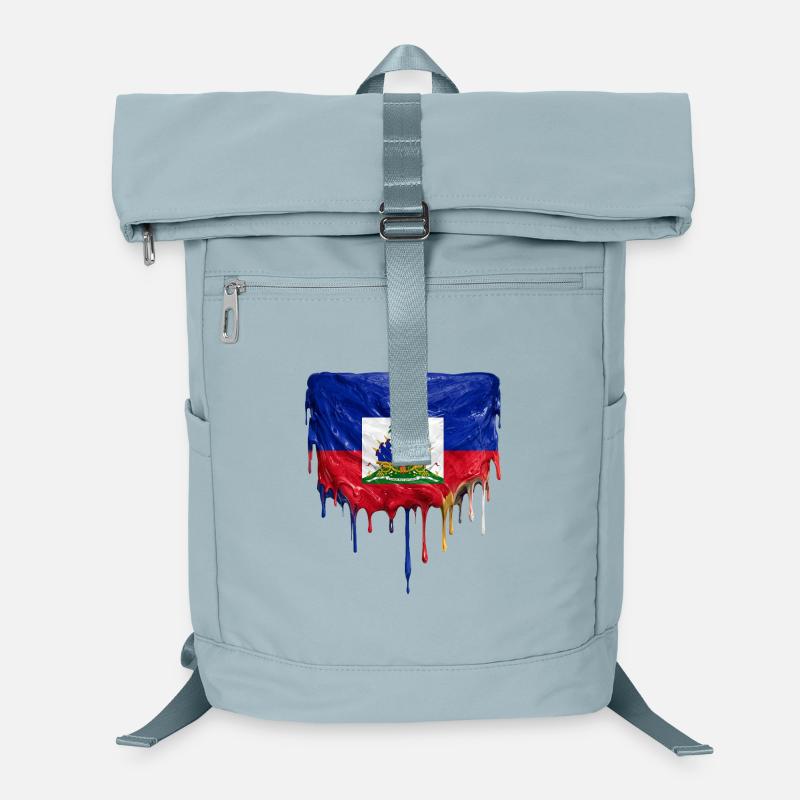 Haiti Flagge mit fließender Lackfarbe Laptop-Rucksack 
