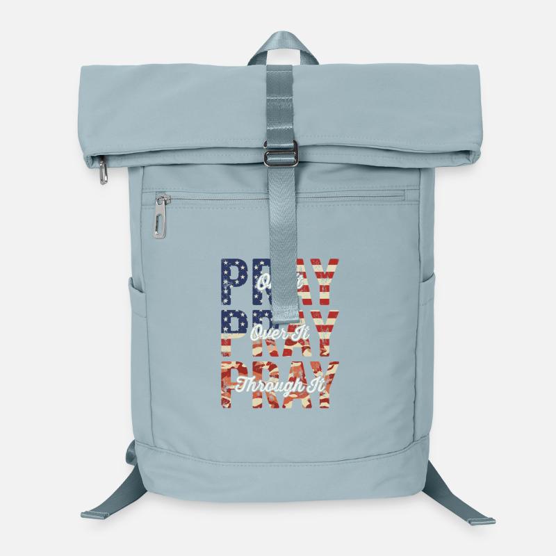 Pray On It Over It Through It – Flag Pattern Laptop Backpack
