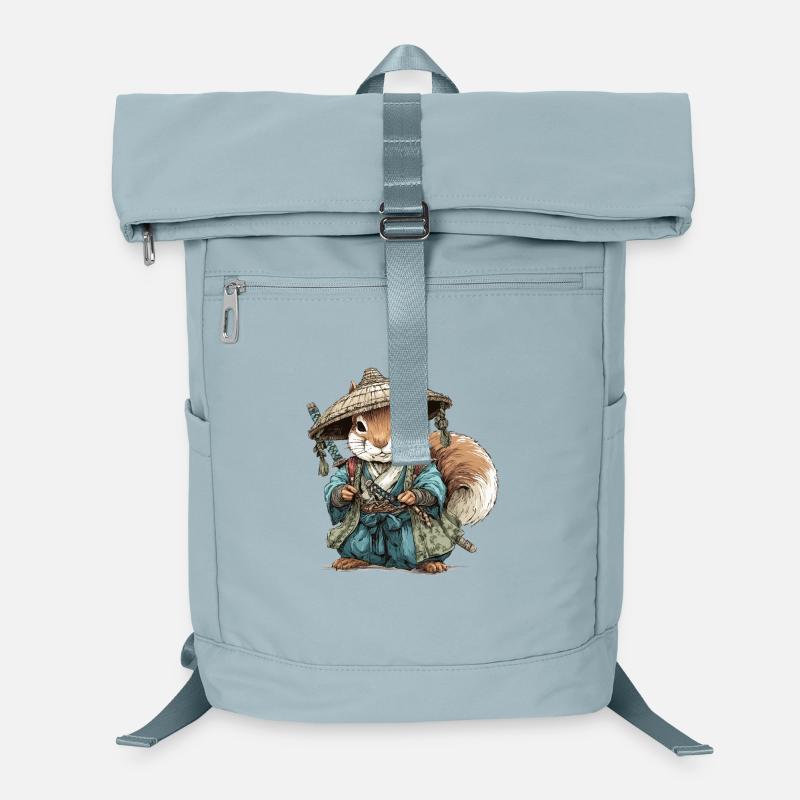 Squirrel Samurai in Blue Kimono Laptop Backpack