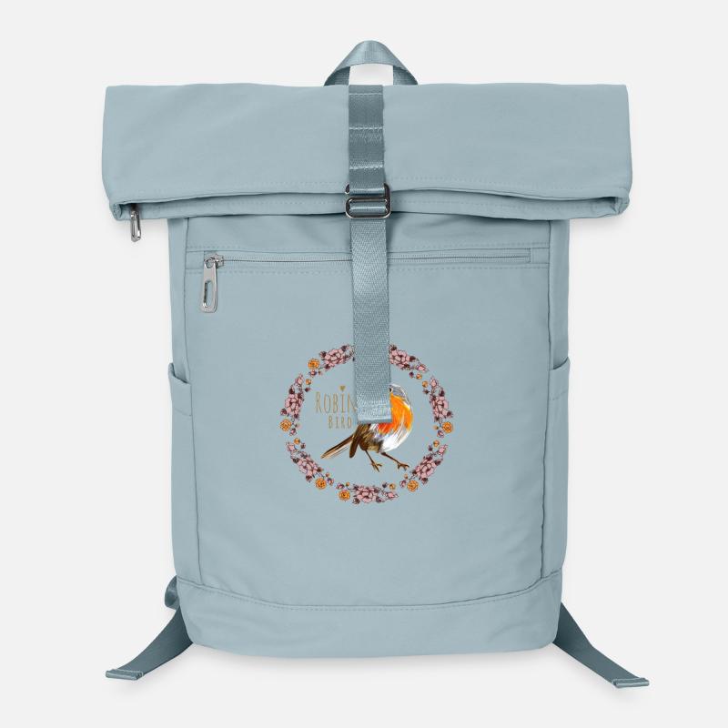 Oiseau rouge-gorge avec design de fleurs botaniques Sac à dos ordinateur