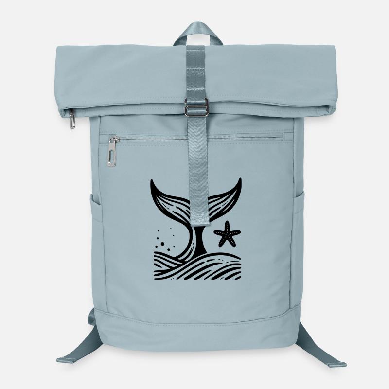 Whale Art Black White Ocean Style - Laptop Backpack - ice blue