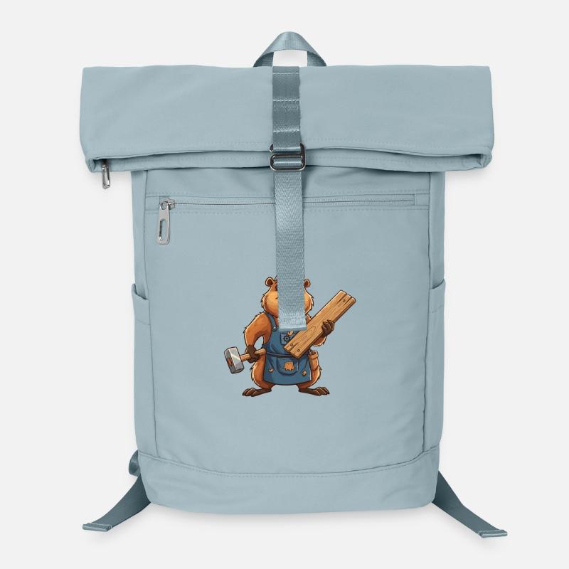 Biber Bauarbeiter mit Holzlatten Laptop-Rucksack 