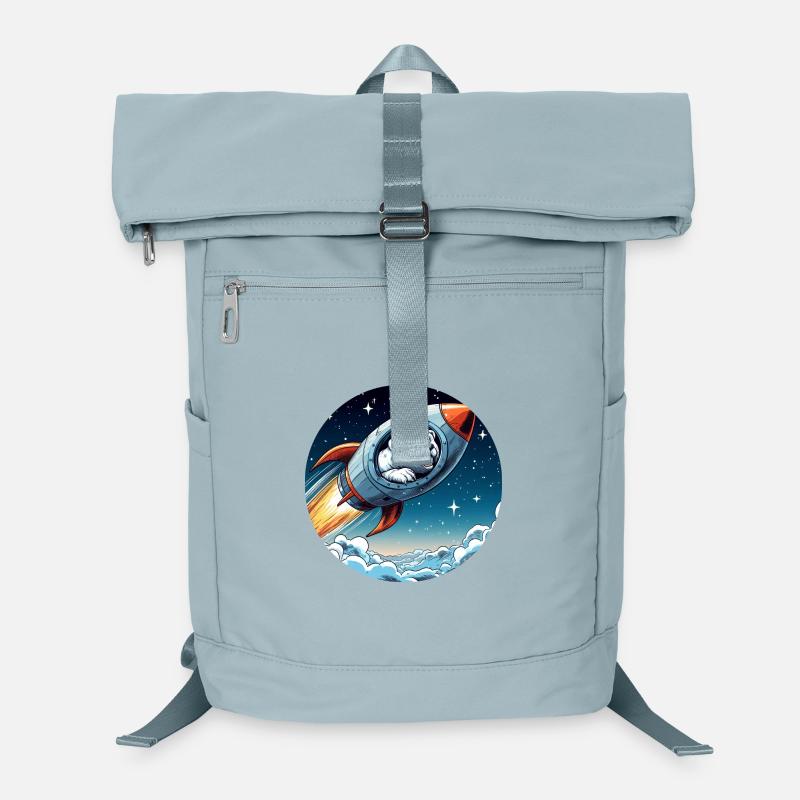 aufgeregter Eisbär in einer Rakete Comic Laptop-Rucksack 